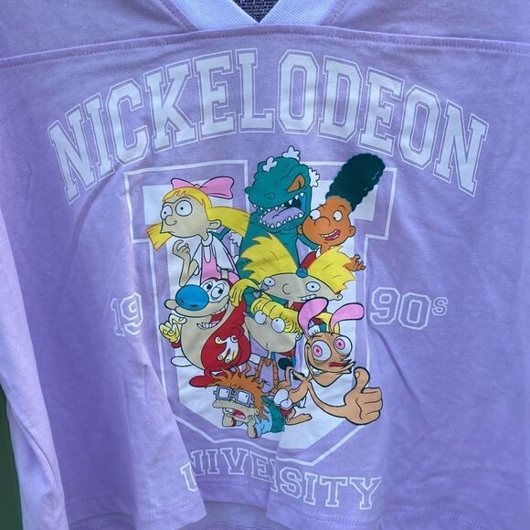 Women’s Juniors Nickelodeon Graphic Short Sleeve Cropped Jersey T-Shirt Size XL - Picture 2 of 3